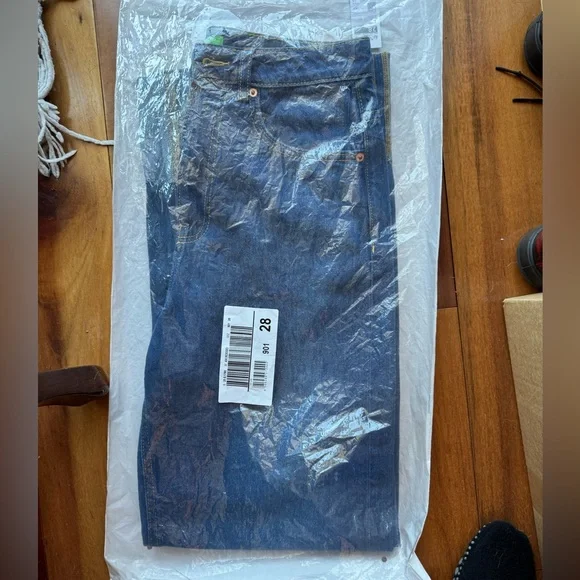 LAST CALL Benetton Dark Blue Wide Leg Jeans, Size 28, Shipped from Italy, CUFF - Picture 4 of 4